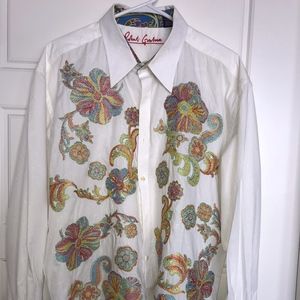 ROBERT GRAHAM White Floral Embroidered 2XL/2TG